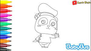Babybus Coloring Pages Drawing Babybus Chef Miu Miu Baby Bus Paint For Toddlers Youtube