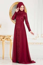 Nayla Collection Nayla Collection Pullu Bordo Tesettur Abiye Elbise 90000br The Dress Aksamustu Giysileri Elbiseler