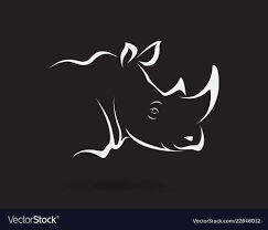 Rhino Head On Black Background Wild Animals Easy Vector Image Rhino Illustration Rhino Art Animal Design Illustration