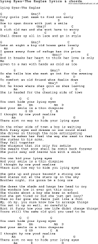 Love Song Lyrics For Lying Eyes The Eagles With Chords For