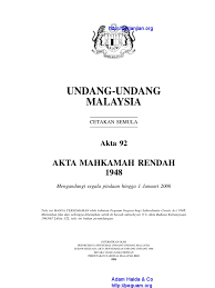 Akta 92 Akta Mahkamah Rendah 1948