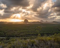 Sunset Over Glass House Mountains Queensland View Point From Wild Horse Mountain Lookout Adventure Travel Instagram Travel
