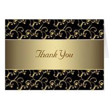 Black And Gold Card Elegant Black And Gold Thank You Zazzle Com Birthday Thank You Cards Thank You Cards Elegant Birthday Party