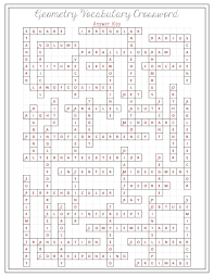 Geometry Vocabulary Crossword Math Vocabulary 8th Grade Math Geometry Vocabulary