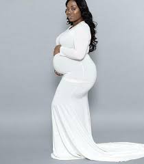 Buy White Plus Size Maternity Dress For Baby Shower Cheap Online