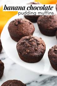 These Chocolate Pudding Muffins Are Insanely Moist And Feature Chocolate Chips With A Rich C Chocolate Banana Pudding Chocolate Banana Chocolate Banana Muffins