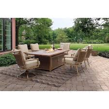 7pc Trevi 4lng 2swvl 7 Piece Outdoor Patio Dining Fire Pit Set Outdoor Rugs Patio Outdoor Furniture Garden Fire Pit Seating