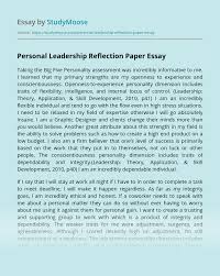 Besides, a good reflective essay paper format will also enable you to properly organize the flow of a reflection paper format is a structural description or outline of the various points that will be. Personal Leadership Reflection Paper Free Essay Example