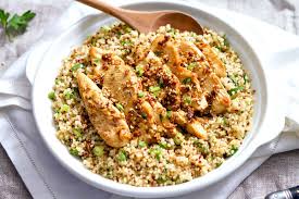 Roasting lemons mellows their tartness and creates a layer of caramelized flavor that pairs well with the raw broccoli and savory quinoa in this healthy chicken dinner salad. Garlic Lime Chicken Tenders And Quinoa Recipe Eatwell101