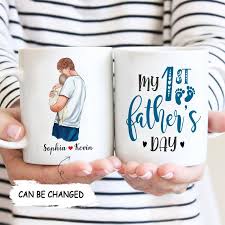 Shutterfly's collection of father's day mugs feature designs to suit any dad, from simple and classic to funny and creative. Customxmas My First Father S Day Mug 1st Father S Day Mug Personalized Mug For Dad Pregnancy Announcement Mug Dá»± An Ä'áº£o Kim CÆ°Æ¡ng