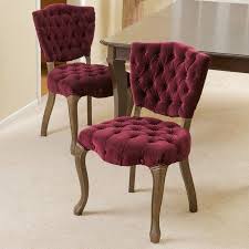 Noble House Sofia Tufted Velvet Dining Chair With Cabriole Legs Set Of 2 Cabernet And Brown Wash Finish Walmart Com Fabric Dining Chairs Dining Chairs Parsons Dining Chairs