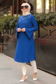 New Kenza New Kenza Boncuklu Volan Kol Sax Mavi Tesettur Tunik 2075sx Fashion Dresses With Sleeves Dresses