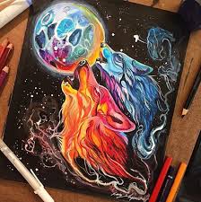 Wolfs Howling Drawings Color Pencil Drawing Cool Drawings