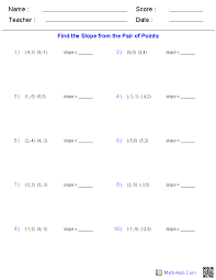 The slope between the points (1, 1) and (3, 5) is 2. Pre Algebra Worksheets Linear Functions Worksheets Pre Algebra Worksheets Algebra Worksheets Slope Intercept Form