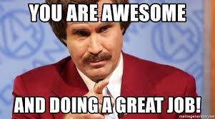 You Are Awesome And Doing A Great Job Ron Burgundy Stay Classy Meme Generator