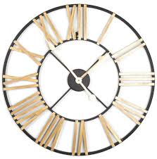 Black And Gold Wall Clock 60cm Black Gold Roman Numeral Skeleton Clock Home Furniture Diy Clocks Wall Clocks Ebay Clock Large Wall Clock