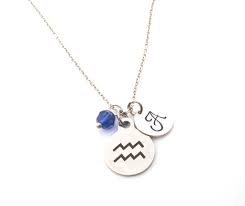 Aquarius Zodiac Charm Personalized Sterling Silver Necklace Personalized Sterling Silver Necklace Aquarius Necklace Sterling Silver Necklaces