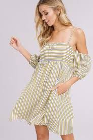 Listicle Textured Striped Off The Shoulder Dress In Yellow