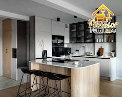 Gambar Kitchen set minimalis modern lurus dengan handle tersembunyi