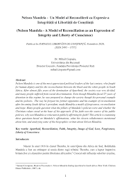 Check spelling or type a new query. Pdf Nelson Mandela Un Model Al Reconcilierii Ca Expresie A IntegritÄÈii Èi LibertÄÈii De ConÈtiinÈÄ Nelson Mandela A Model Of Reconciliation As An Expression Of Integrity And Liberty Of Conscience