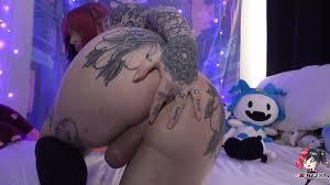 trans egirl playing with double dildo