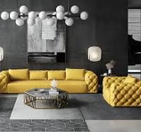 Yellow Leather Sofas With Tufted Design for Your Home