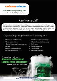 The chemical engineering journal focuses upon three aspects of chemical engineering: 2nd International Conference On Advances In Chemical Engineering Technology