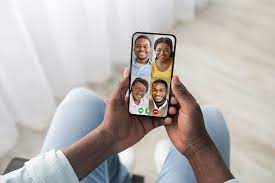 Cropped of African American Man Having Video Chat with Friends Stock Image  - Image of black, female: 239202503