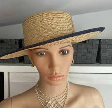 Vintage Laura Ashley Navy Blue wool felt hat