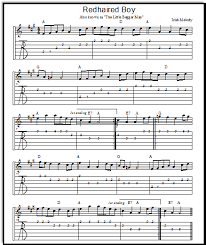 Free Fiddle Sheet Music Redhaired Boy With Guitar Tabs And