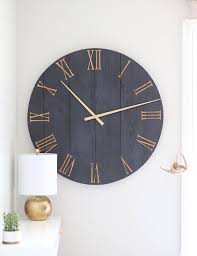 large wall clock navy and gold mid