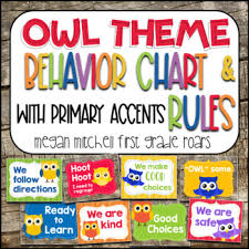 Owl Theme Classroom Behavior Chart Rules With Primary Colors
