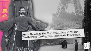 Franz Reichelt; The Man That Plunged To His Death From The Eiffel Tower  Testing His Homemade Flying Suit.
