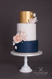 Navy Gold And Blush Wedding Cake Pink Wedding Cake Tiered Wedding Cake Wedding Cakes Blue