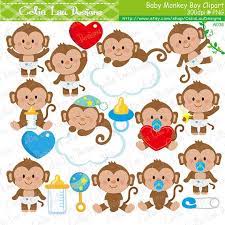 Baby Monkey Clipart Cute Monkey Baby Boy Clipart Etsy Monkey Baby Shower Boy Cute Monkey Baby Monkey