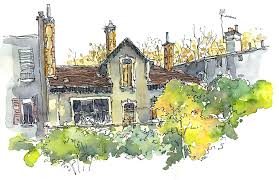 Maison Abandonnee Lyon France Watercolor Art Journal Urban Painting Urban Sketching