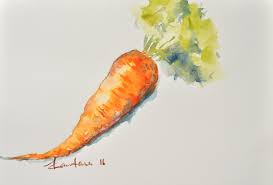 Carrot Art Original Hand Painted Vegetable Still Life Painting Size 21 X Vegetable Painting Water Painting Still Life Painting