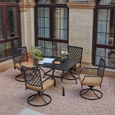 Up to 70% off · fast & free shipping · top brands & styles Amazon Com Vicllax Patio Dining Set 5 Piece Outdoor Dining Table And Chair Set With Umbrella Hole And 4 Swivel Dining Chairs For Lawn Deck Backyard Black Garden Outdoor