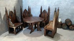 Gothic Castle Throne Chairs Table Artisan Handcarved Medieval Tudor Dollhouse Miniature Furnit Gothic Furniture Throne Chair Dollhouse Furniture
