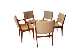 five mid century teak dining chairs