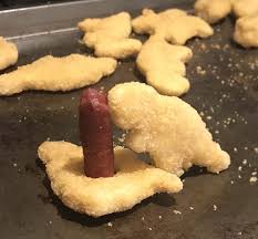 Equivalent meat alternate and 1.00 oz. War Of The Nuggets Dinosaur Chicken Nuggets Food Chicken Nuggets