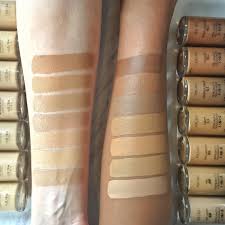 swatches of 14 shades of milani conceal perfect 2 in 1