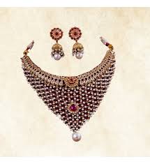 Pearl jewellery that includes pearl chandrahaar pearl necklaces, pearl studs and more jewels set with other semi precious stones too. Light Weight Pearl Choker Necklace Set Krishna Jewellers Pearls And Gems