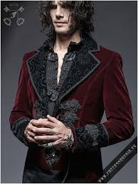 Men's model is 6'1 and wearing a large. Y 635 Y635 Y 635rd Red Gothic Mens Gothic Clothing Romantic Punk Rave Punkrave Palace Elegant Aristocrat Gothic Fashion Men Fashion Gothic Outfits