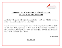 Air India On Twitter Flyai Important Update Regarding Evacuation Flights Between India Usa And India Canada Under Vande Bharat Mission Https T Co C87hbirbiv