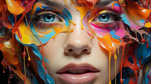 Creative and colorful facial look by photographer danielle keohane iconic  album covers realistic det