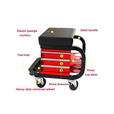 Padded vinyl seat swivels 360° for flexibility and comfort. Rolling Creeper Seat Mechanic Stool Chair Repair Tools Tray Shop Auto Car Garage Aliexpress