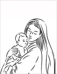 Contains 47 original coloring pages of 47 different saints. Mother Mary With Baby Jesus Coloring Page Free Printable Coloring Pages For Kids