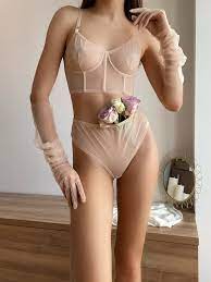 Nude Lingerie See Through Sheer Mesh Lingerie Sexy Bridal - Etsy Israel