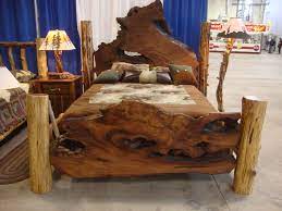 Natural Made Furniture This Contemporary Rustic Table Features A Live Edge Recovered Old Rustic Wooden Bed Rustic Bedroom Furniture Wooden Bed Frame Rustic